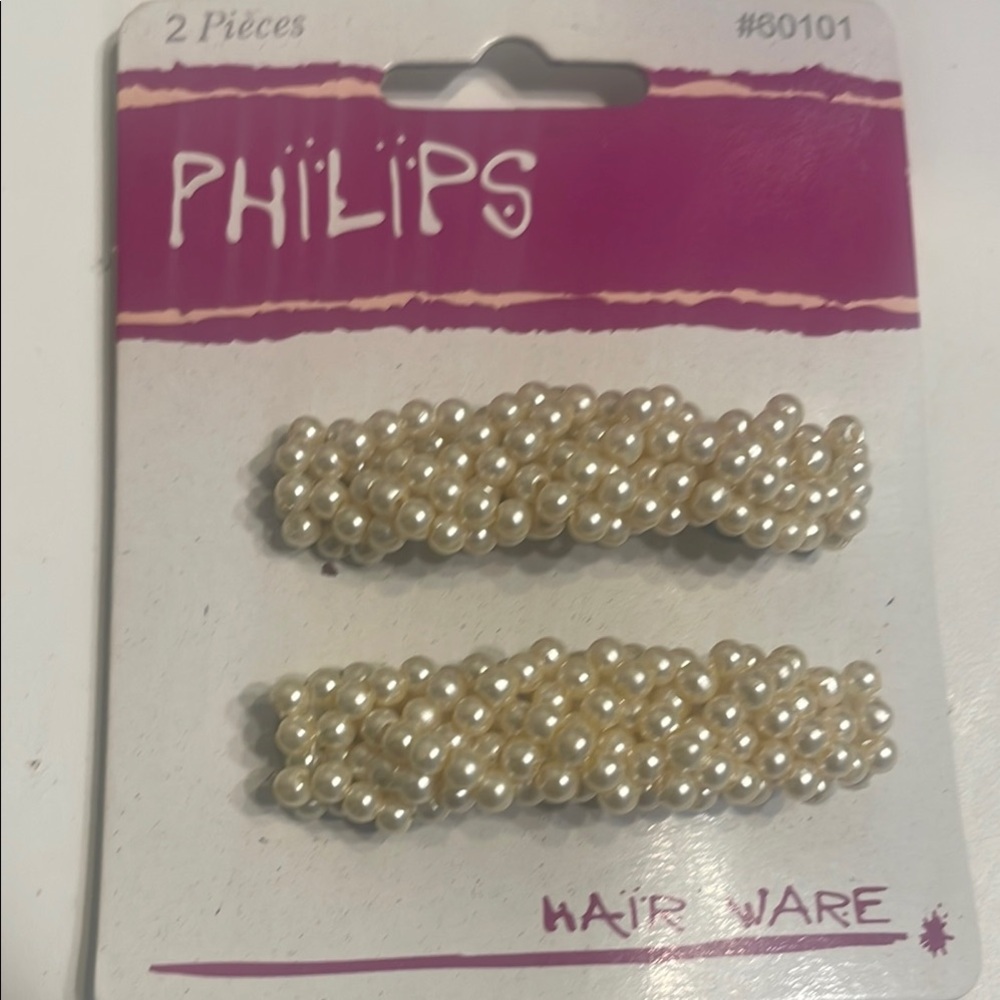 Philips Cream Pearl Hair Barrettes Elegant Accessories